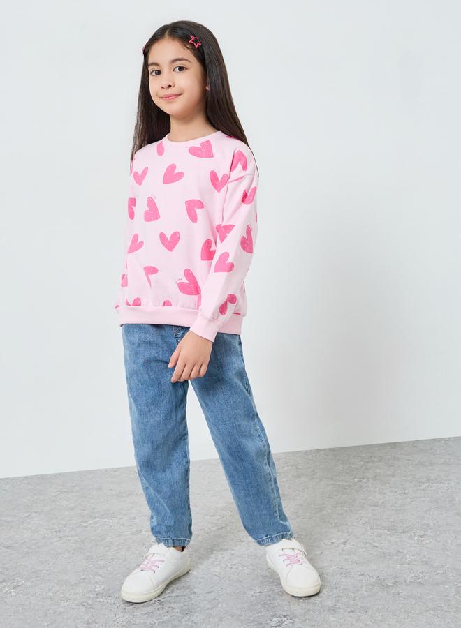 ستايلي بلوزة قطنية مطبوعة للبنات باللون الوردي - Image 2