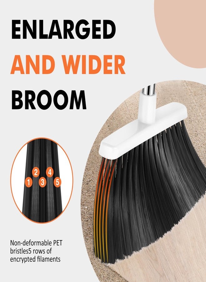 nacena Heavy Duty Broom, 55 Inch Long Handle Outdoor Large Angle Brooms, Commercial Broom for Sweeping Indoor, for Home Garage Kitchen Office Courtyard Lobby Patio Lawn Concrete(Grey&White) - Image 4