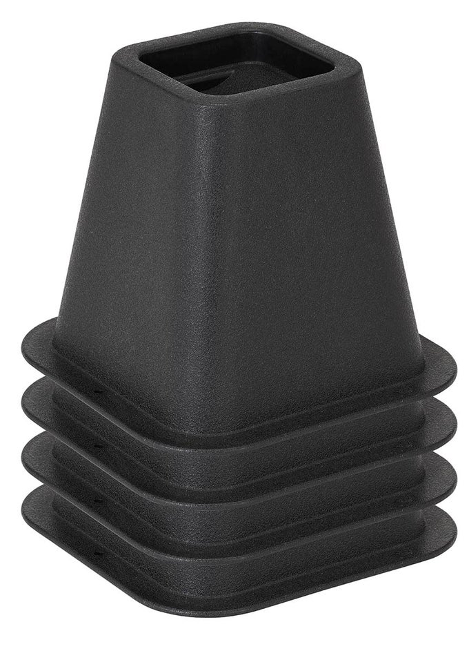 6 INCH BED RISER PACK OF 4 BED FURNITURE LIFTER WHEEL GROOVES UNDERBED STORAGE BEDROOM DORM BLACK