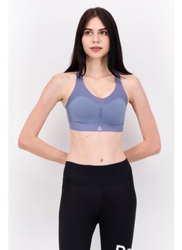 Reebok Women Printed Padded Sports Bra, Grey  - Image 1