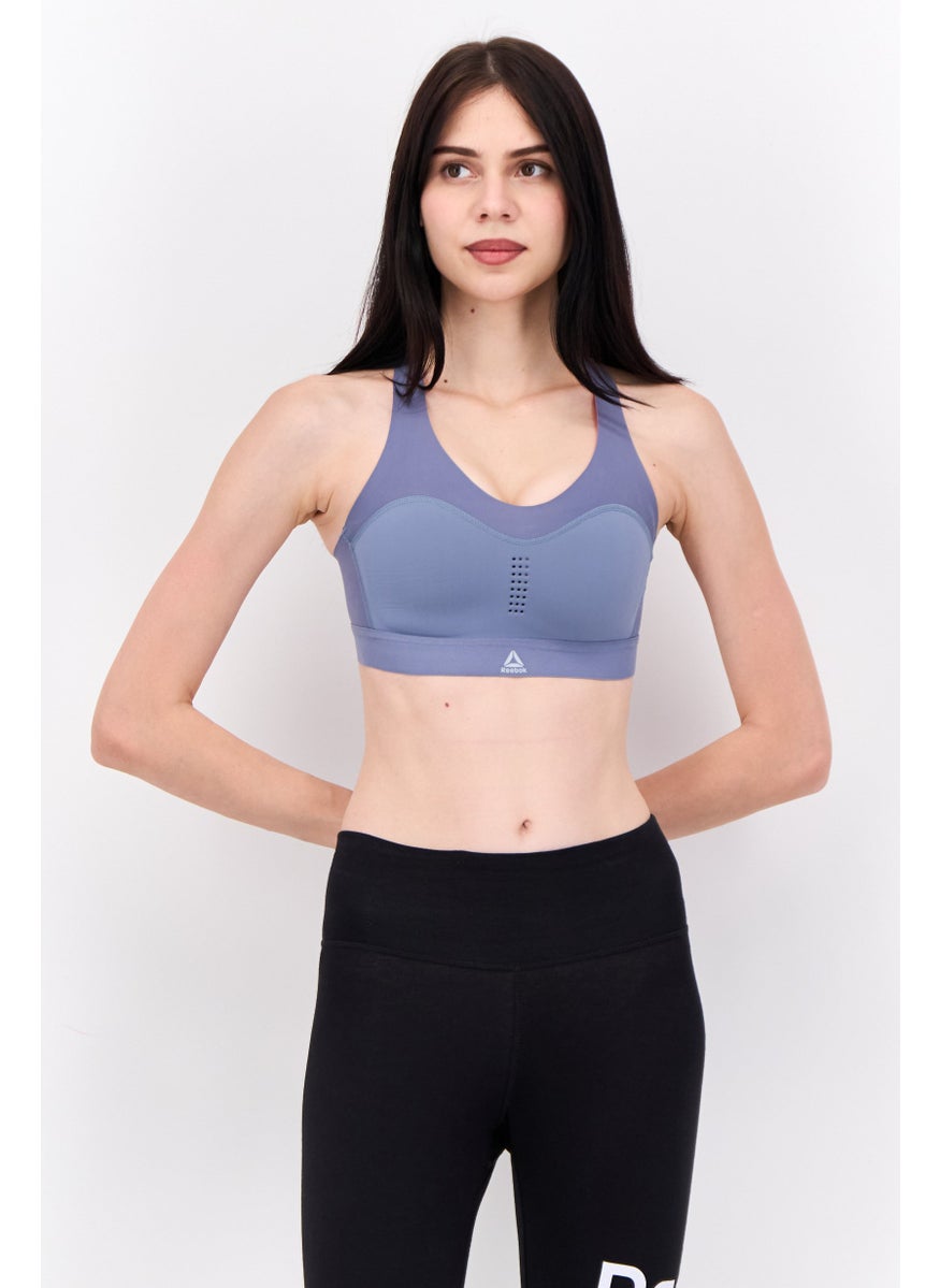 Reebok Women Printed Padded Sports Bra, Grey  - Image 1