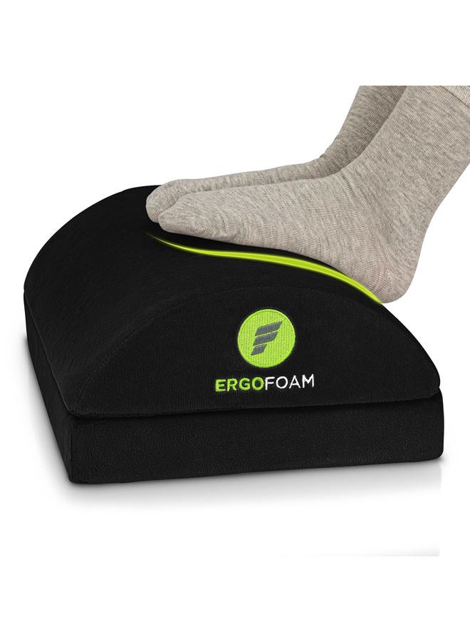ErgoFoam Foot Rest for Under Desk at Work Adjustable - Chiropractor-Endorsed, High-Density Foam, Velvet (Black) - Image 1
