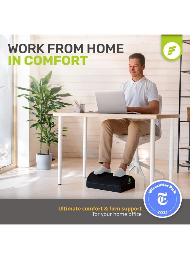 ErgoFoam Foot Rest for Under Desk at Work Adjustable - Chiropractor-Endorsed, High-Density Foam, Velvet (Black) - Image 2