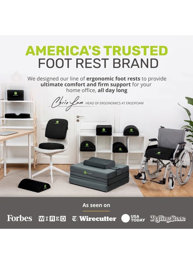 ErgoFoam Foot Rest for Under Desk at Work Adjustable - Chiropractor-Endorsed, High-Density Foam, Velvet (Black) - Image 5