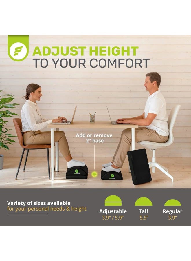 ErgoFoam Foot Rest for Under Desk at Work Adjustable - Chiropractor-Endorsed, High-Density Foam, Velvet (Black) - Image 3