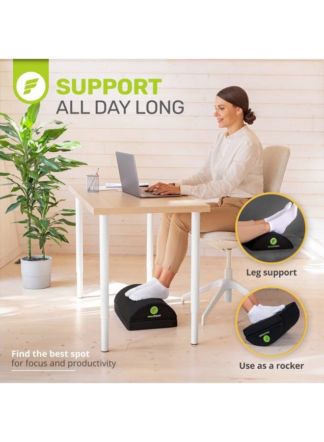 ErgoFoam Foot Rest for Under Desk at Work Adjustable - Chiropractor-Endorsed, High-Density Foam, Velvet (Black) - Image 4