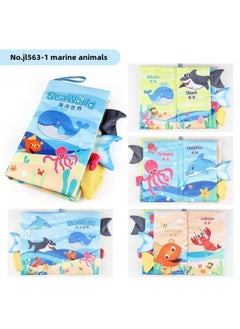 Generic Baby's Sea, Land And Air Tail Cloth Book Chinese And English Ocean Forest Flying Animal Palm Book Early Education Toys-Color:JL563-1 Marine Animals 37.4g In Chinese And English  - Image 1