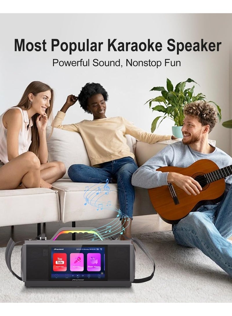 PRONEXT GD-P06 Portable Karaoke Machine with 9″ Touchscreen Lyrics Display, 200W Sound, Dual Wireless Microphones, TV Output for Home & Party - Image 3