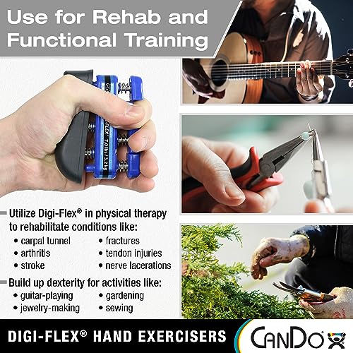 Cando كان دو ديجي-فليكس جهاز تمرين اليد والأصابع أزرق-ثقيل - من أجل البراعة، القوة، والمرونة للأصابع، اليدين، والذراعين - Image 2