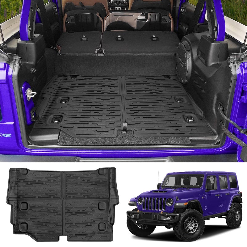 Utiiy Cargo Liner Fit for 20212025 Jeep Wrangler JL Unlimited 4XE 4 Door Cargo Mat TPE Trunk Mat AllWeather Protection Trunk Liners for 2024 Jeep Wrangler JLJLU Accessories