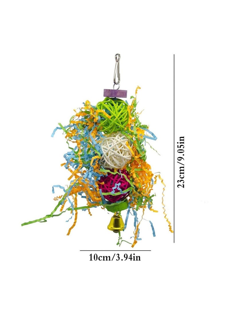 Generic - Interactive Bird Toys Set - 3 Piece Chew Toy for Parrots, Shredded Paper & Bamboo Net for Foraging Fun, Ideal Cage Bite Toy for atoos & Small Birds - Image 1