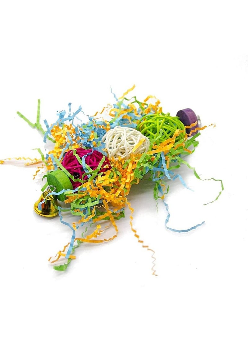 Generic - Interactive Bird Toys Set - 3 Piece Chew Toy for Parrots, Shredded Paper & Bamboo Net for Foraging Fun, Ideal Cage Bite Toy for atoos & Small Birds - Image 1