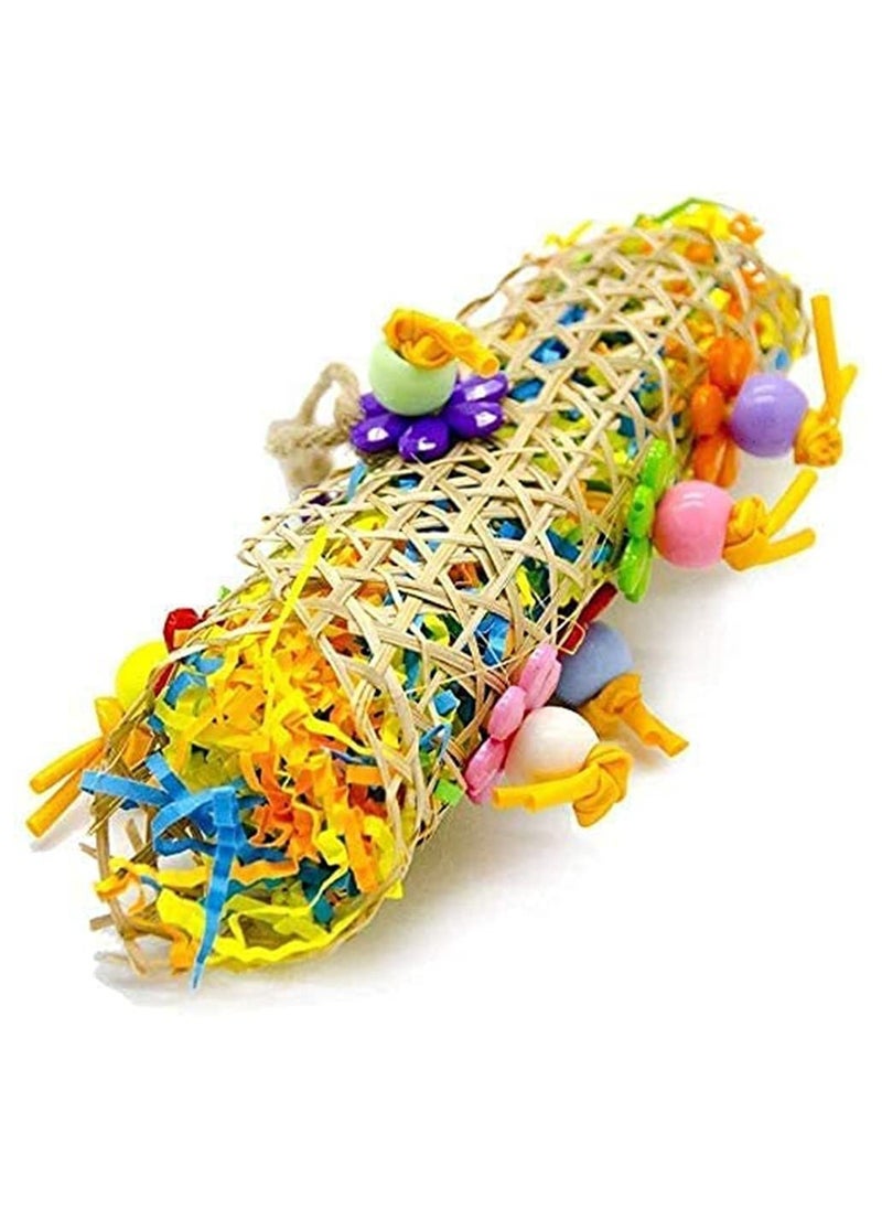 Generic - Interactive Bird Toys Set - 3 Piece Chew Toy for Parrots, Shredded Paper & Bamboo Net for Foraging Fun, Ideal Cage Bite Toy for atoos & Small Birds - Image 1
