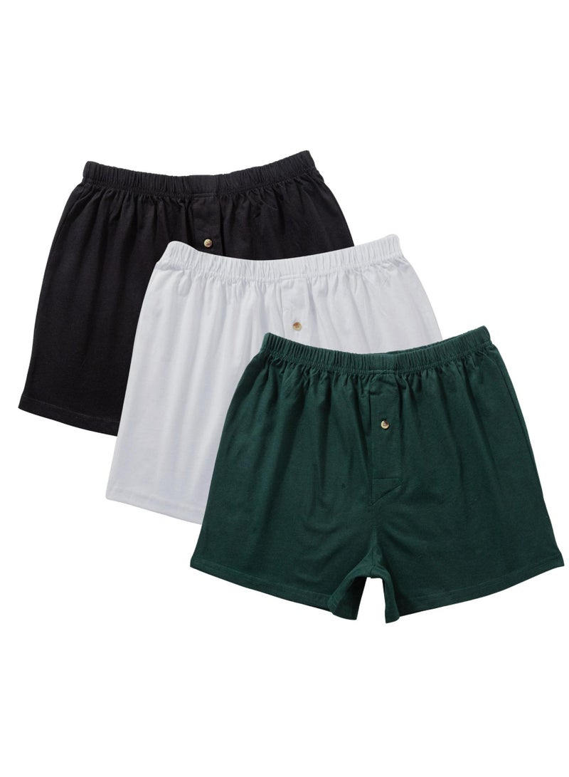 DICE Pack of 3 Cotton 100% Plain Boxer Underwear for Men - Image 2