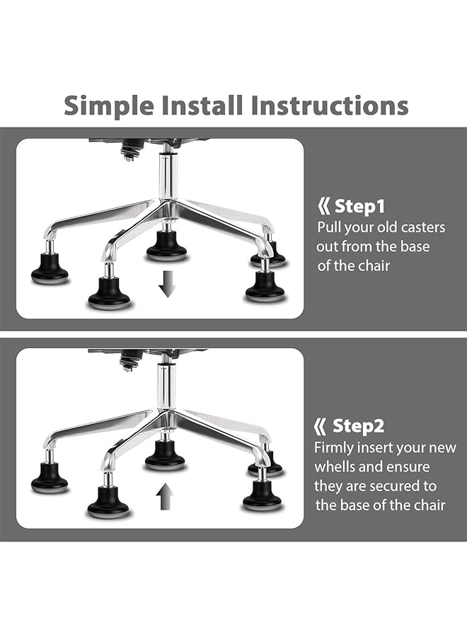 erorex Bell Glides Replacement Office Chair Swivel Caster Wheels To Fixed Stationary Castors 5 Pcs Fixed Casters Stationary Desk Accessories Short Profile With Separate Self Adhesive Felt Pads  - Image 4