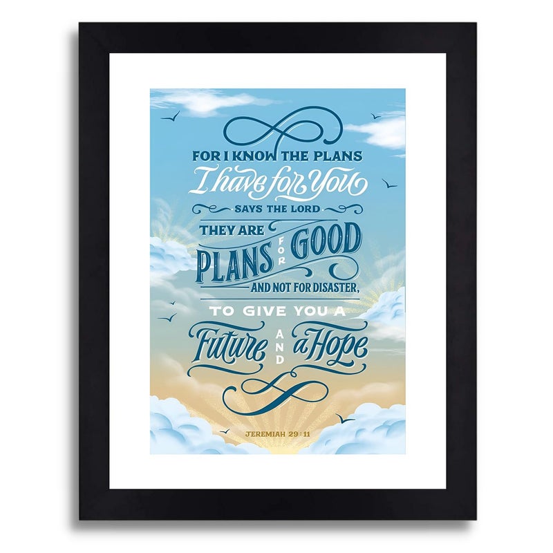 Interio Crafts JEREMIAH 2911 Bible Verse Wall Frame To Give You a Future and a Hope Jesus Wall Quote Synthetic Wood135X10 Inches - Image 1