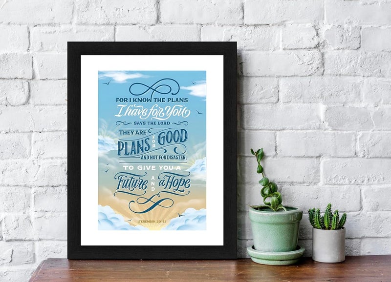 Interio Crafts JEREMIAH 2911 Bible Verse Wall Frame To Give You a Future and a Hope Jesus Wall Quote Synthetic Wood135X10 Inches - Image 2