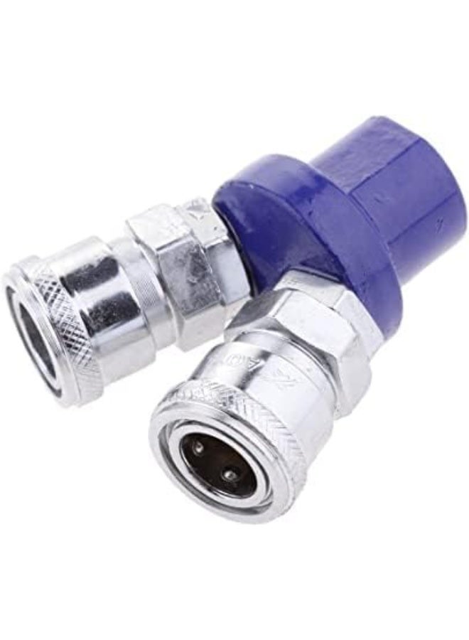 2 طريقة، تركيبات موصل خرطوم الهواء السريع 1/4 بوصة أنثى فضية، وصلة ثنائية الاتجاه - Image 5