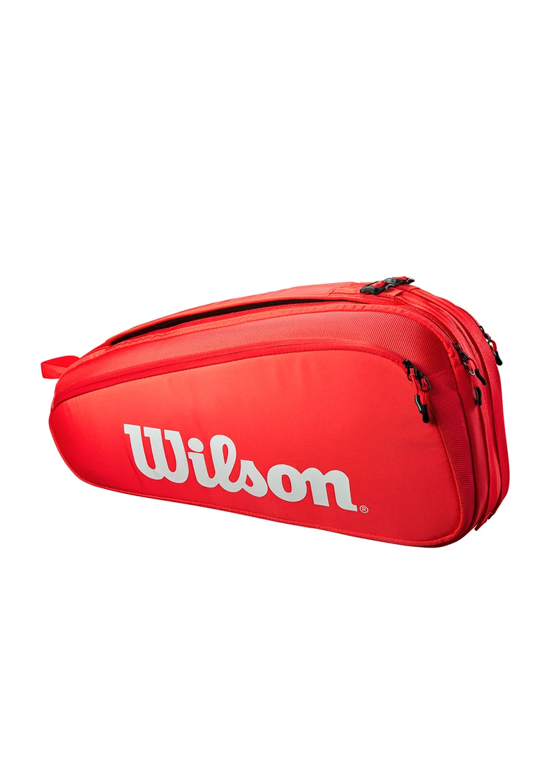 Wilson Super Tour Red Tennis Racket Bag, Adults, Holds up to 6 Rackets