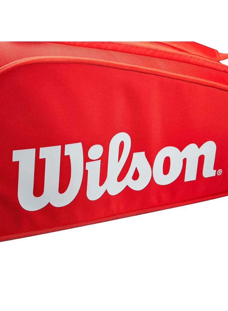 Wilson Super Tour Red Tennis Racket Bag, Adults, Holds up to 6 Rackets