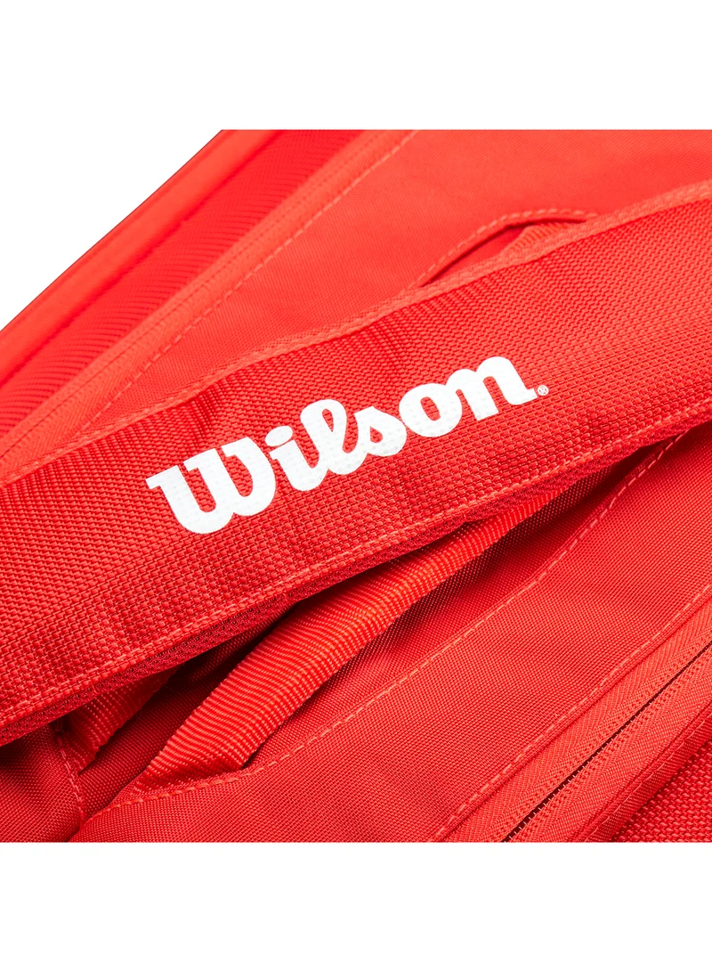 Wilson Super Tour Red Tennis Racket Bag, Adults, Holds up to 6 Rackets
