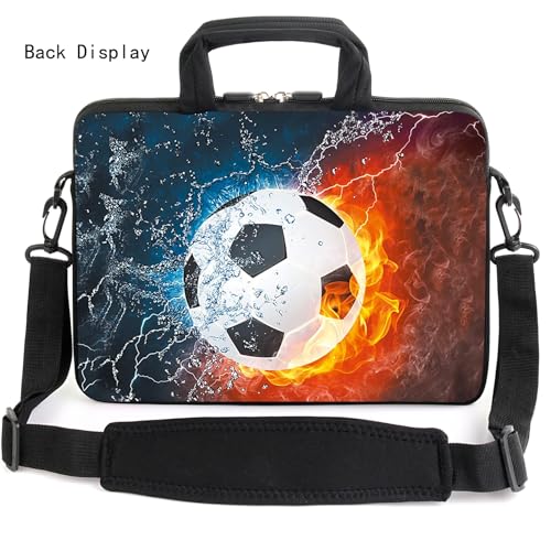 AMARY 15.4" 15.6" laptop sleeve adjustable shoulder strap with handle accessory pocket for men women (Soccer) - Image 5