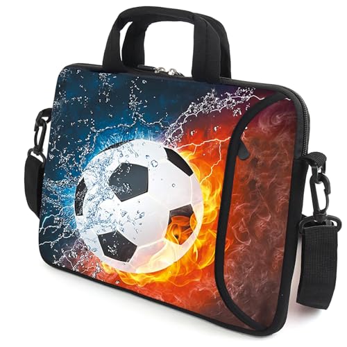 AMARY 15.4" 15.6" laptop sleeve adjustable shoulder strap with handle accessory pocket for men women (Soccer) - Image 4