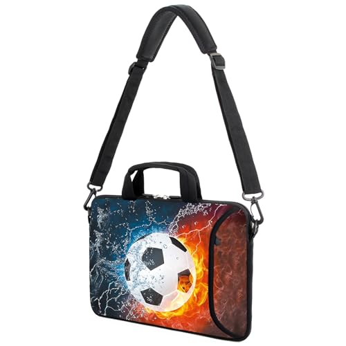 AMARY 15.4" 15.6" laptop sleeve adjustable shoulder strap with handle accessory pocket for men women (Soccer) - Image 3