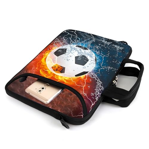 AMARY 15.4" 15.6" laptop sleeve adjustable shoulder strap with handle accessory pocket for men women (Soccer) - Image 2