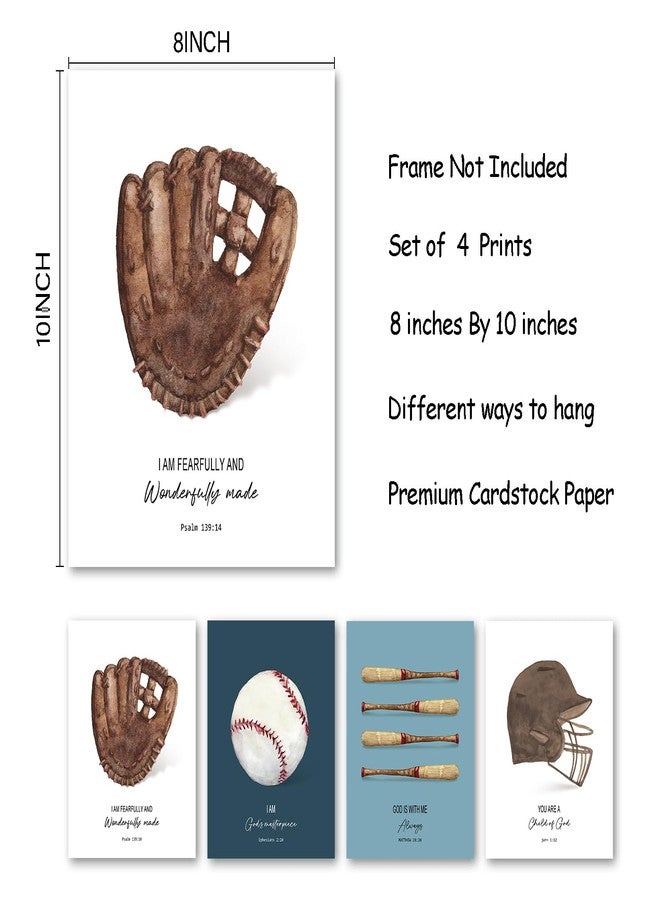 foedor Scripture Sports Baseball Room Decor for Boys Room,Christian Baseball Wall Art Decorations for Boys Room,Vintage Sports Wall Art for Classroom Gym Playroom, 8x10 Unframed,Set of 4 - Image 5