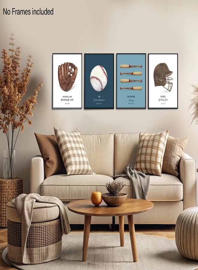 foedor Scripture Sports Baseball Room Decor for Boys Room,Christian Baseball Wall Art Decorations for Boys Room,Vintage Sports Wall Art for Classroom Gym Playroom, 8x10 Unframed,Set of 4 - Image 4