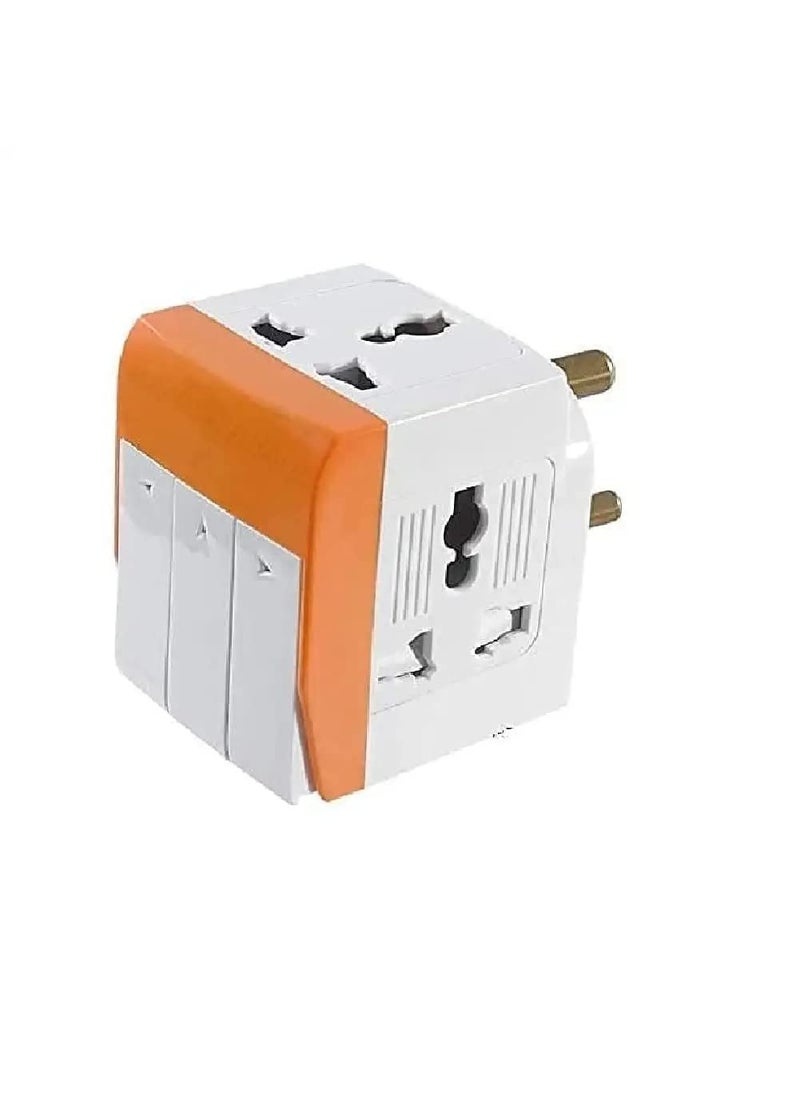 Cheet enterprise Cheet enterprise 3 Way Pin Multi Plug Socket Universal Travel Adapter with Individual Switch Safety Shutter LED Indicator3 Way Plug Extension for Home Office Industrial 5A250V  - Image 1