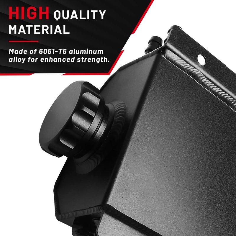 BOMLING 2L Universal Aluminum Coolant Radiator Overflow Tank with Cap - Black - Image 5