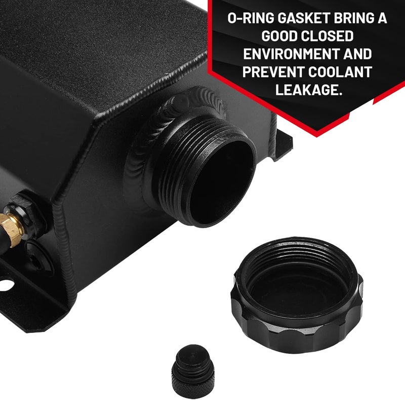 BOMLING 2L Universal Aluminum Coolant Radiator Overflow Tank with Cap - Black - Image 4