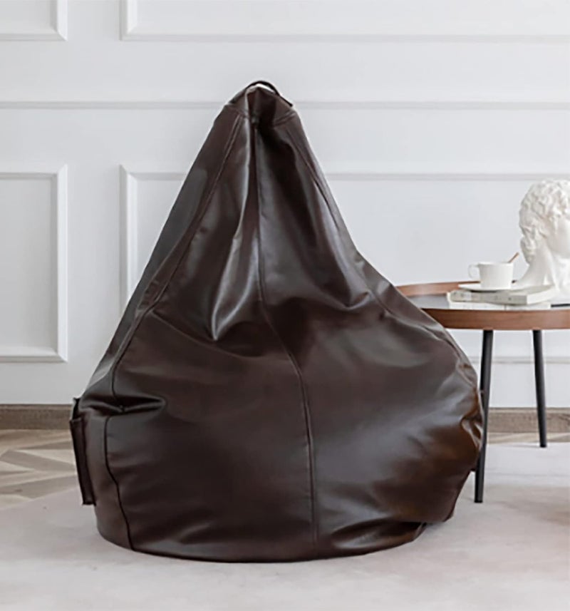 LEXAVI LEXAVI Brand Bean Bag with Footrest Filled with Beans 4XL Large Jumbo Size in Faux Leather 4XL Brown Pocket  - Image 4