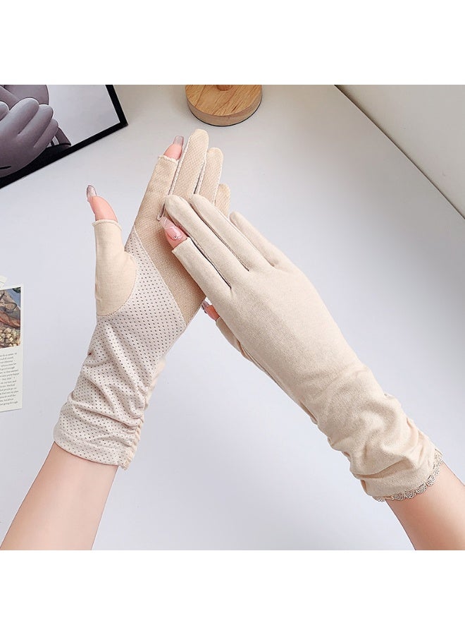 Women's Anti Slip Elastic Cycling Sun Shading Breathable Touch Screen Summer Driving Sun Protection Gloves - Image 3