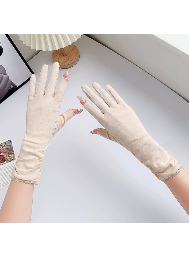 Women's Anti Slip Elastic Cycling Sun Shading Breathable Touch Screen Summer Driving Sun Protection Gloves - Image 2