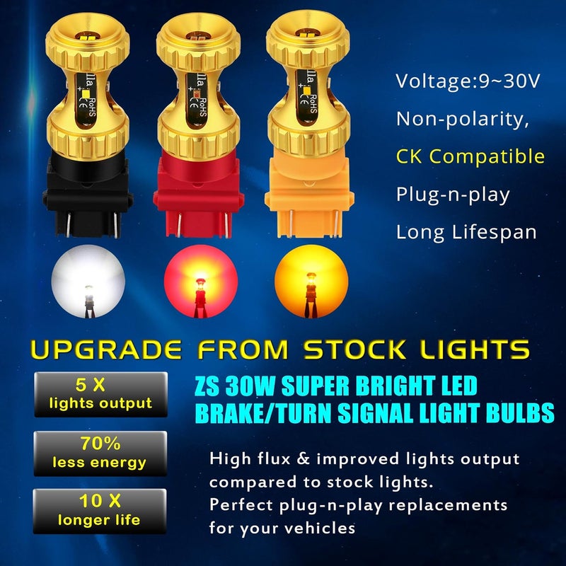 Alla Lighting 3156 3157 LED Bulbs - 3000lm Super Bright Car Signal Reverse Stop Brake Tail Lights, 6000K White - Image 5