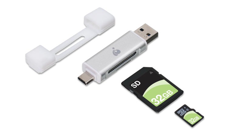 IOGEAR USB-C 2-in-1 SD Card Reader - w/USB Type A - SDXC - SDHC - SD - MMC - RS-MMC - Micro SDXC - Micro SD - Micro SDHC Card - UHS-I Cards - GFR3C12 - Image 5