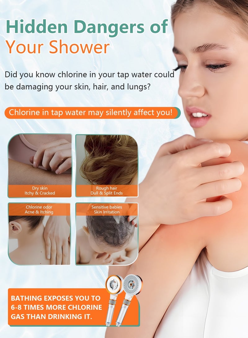 Arabest Shower Filter Shower Head - High Pressure Bathroom Accessories Set to Remove Chlorine and Impurities, Massage Scalp to Prevent Hair Loss and Dry Skin (3 Modes) - Image 2