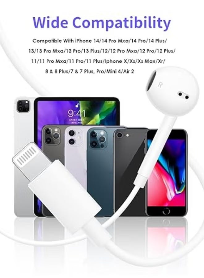جوي فوكس سماعات الأذن مع موصل Lightning | سماعات iPhone، [معتمدة من MFI] سماعات أذن سلكية بصوت ستيريو مع ميكروفون وتحكم في مستوى الصوت، متوافقة مع iPhone 14/13/12/SE/11/XR/XS/X/7/7 Plus/8 - Image 3