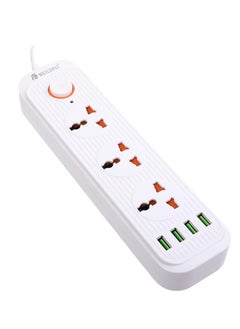 TYCOM Tycom Power Strip Surge Protector with USB- Extension Cord Flat Plug with Widely 3 AC Outlet and 4 USB, Small Desktop Station with 6 ft Power Cord, Compact Socket  - Image 1