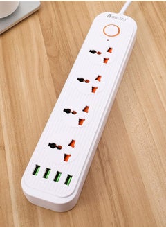 TYCOM Tycom Power Strip Surge Protector with USB- Extension Cord Flat Plug with Widely 3 AC Outlet and 4 USB, Small Desktop Station with 6 ft Power Cord, Compact Socket  - Image 3