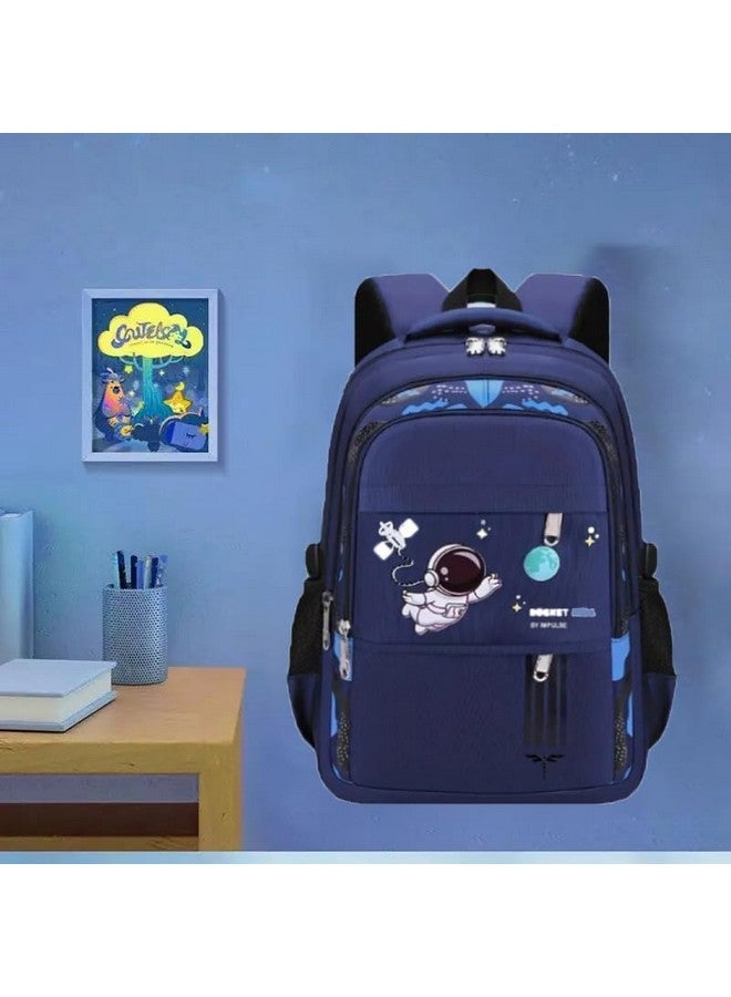 Impulse حقيبة إمبلس أسترو نوت 27 لتر للجنسين أنيقة وعصرية مقاومة للماء مطبوعة، حقيبة ظهر للسفر الجامعي 5 أقسام، حقيبة مدرسية للأولاد والبنات - Image 2