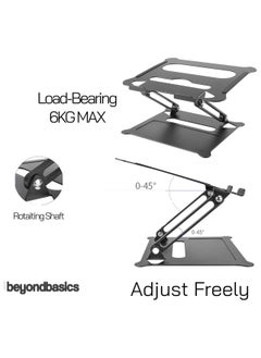 Beyond Basics Beyond Basics Adjustable Laptop Desk Stand Portable Laptop Riser with Heat Vent  Laptop Holder Foldable Laptop Stand for Desk Black.  - Image 4