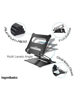 Beyond Basics Beyond Basics Adjustable Laptop Desk Stand Portable Laptop Riser with Heat Vent  Laptop Holder Foldable Laptop Stand for Desk Black.  - Image 3