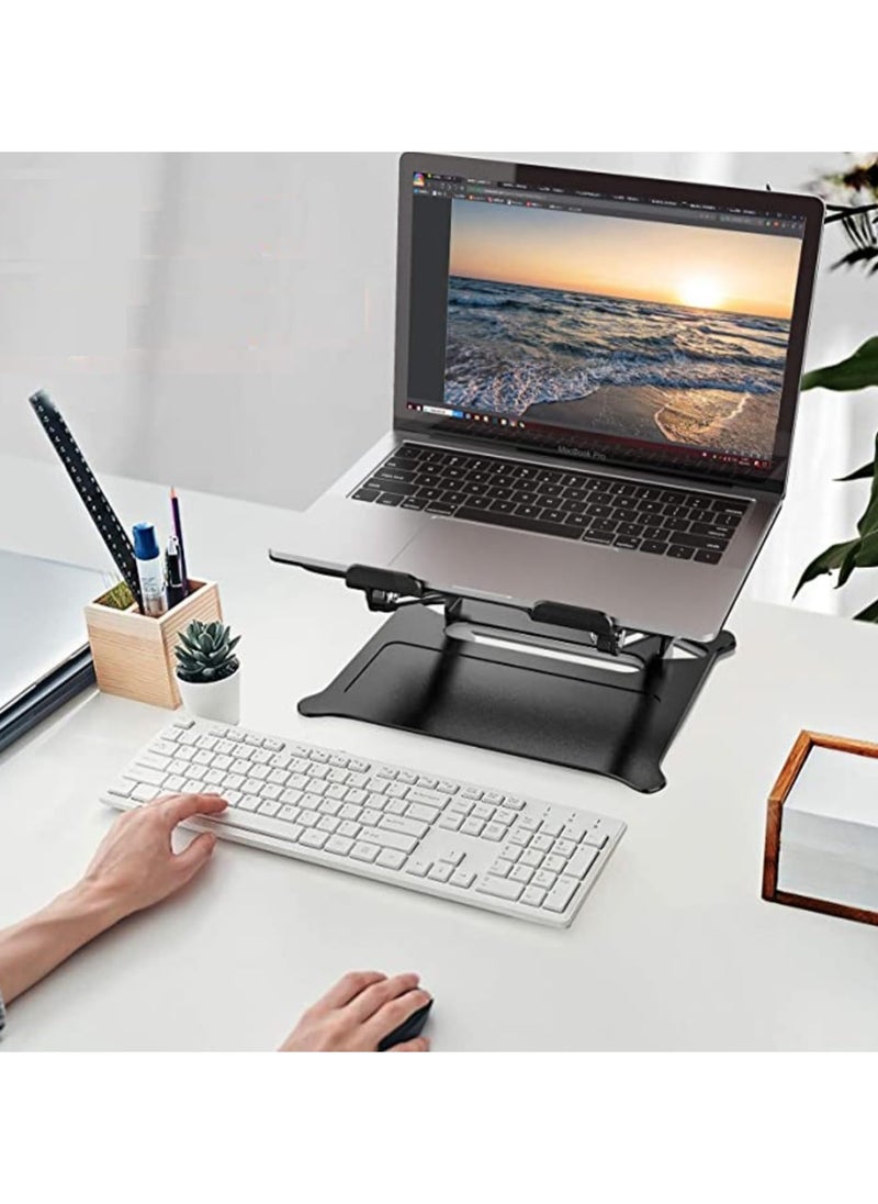 Beyond Basics - Beyond Basics Adjustable Laptop Desk Stand Portable Laptop Riser with Heat Vent  Laptop Holder Foldable Laptop Stand for Desk Black. - Image 1