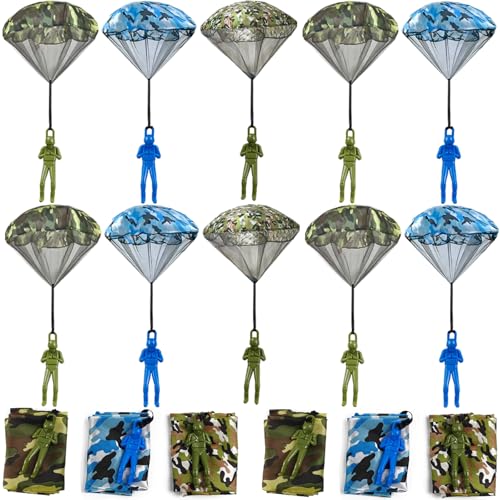 ROYHOO 15PCS Army Camo Parachute Toys for Kids Hand Throwing Outdoor Games Army Men Action Figures Tangle Free Throwing Parachute Outside Toys Gifts for Kid Ages 316 - Image 1