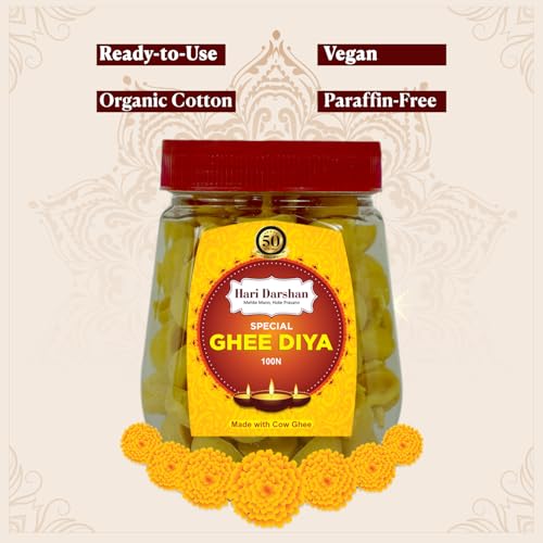 Hari Darshan Pure Ghee Diya | Ready-to-Use Cow Ghee Diya for Pooja | Wax-Free Temple Ghee Diya Batti | Long-Lasting Ghee Wicks for Daily Worship | 100 Pieces with 25 Min Burn Time | 340g Pack - Image 2