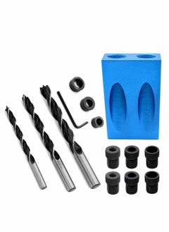 Y&D 15 Degree Woodworking Angled Hole Fixture Kit, Comes with 6/8/10mm Drive Adapter for Drilling, Angle Positioner Fixtures 14pcs  - Image 1